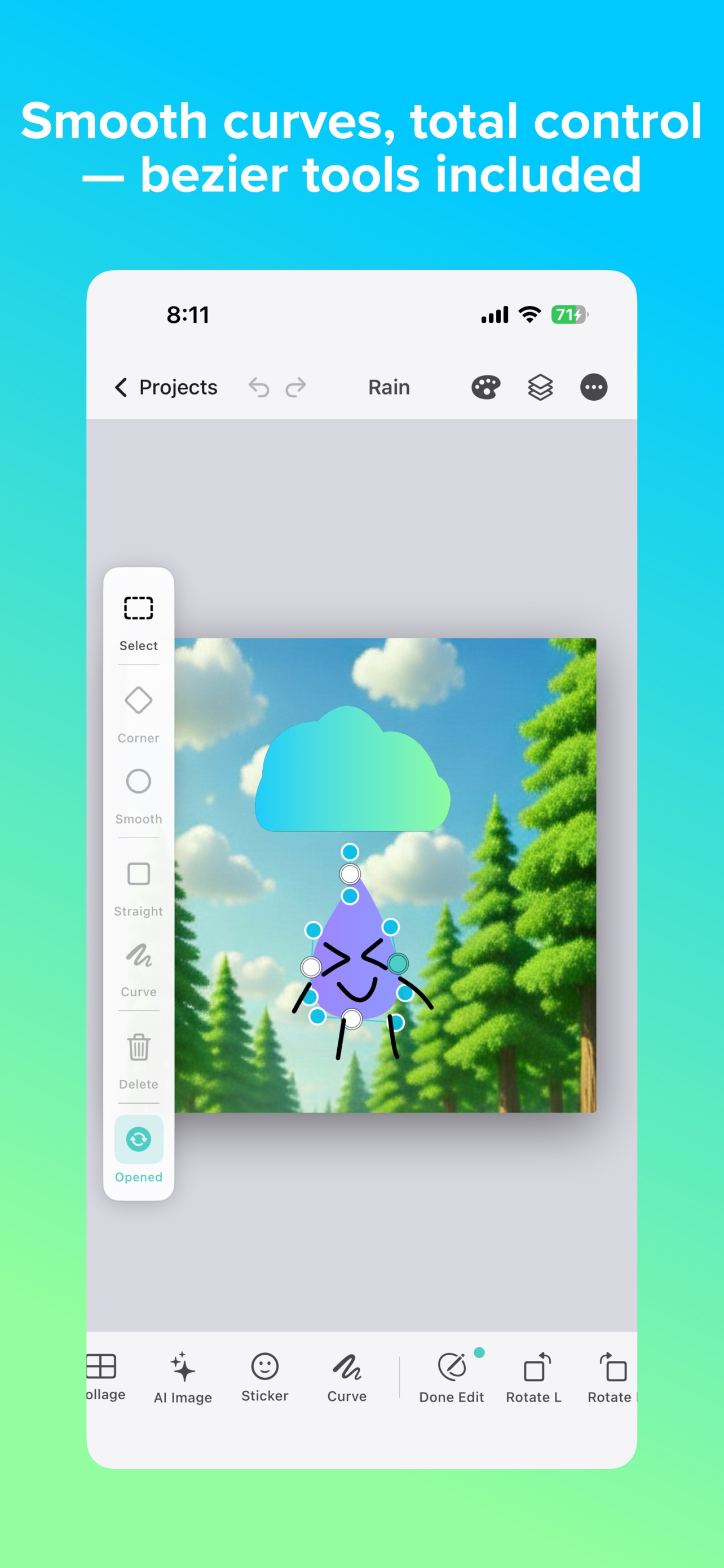 Bezier curve tools for precise editing